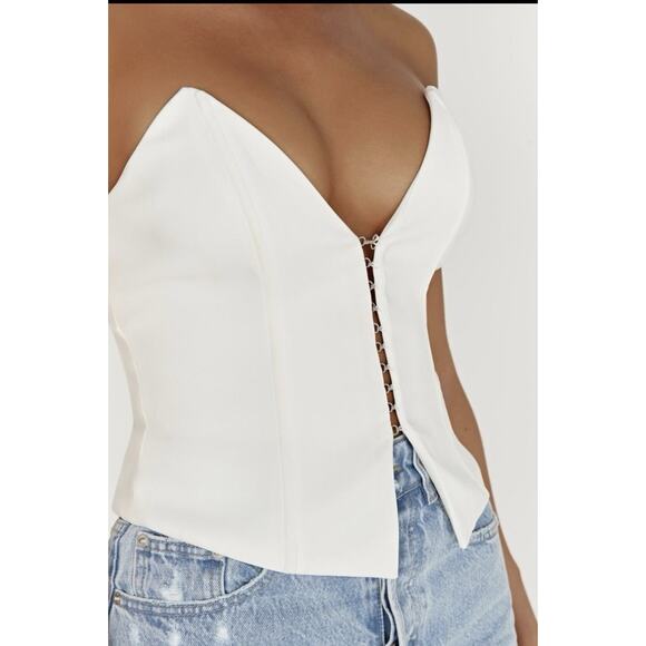 Meshki White Corset L Bustier Top NWT Going Out Feminine Coquette Flirty - Picture 2 of 11